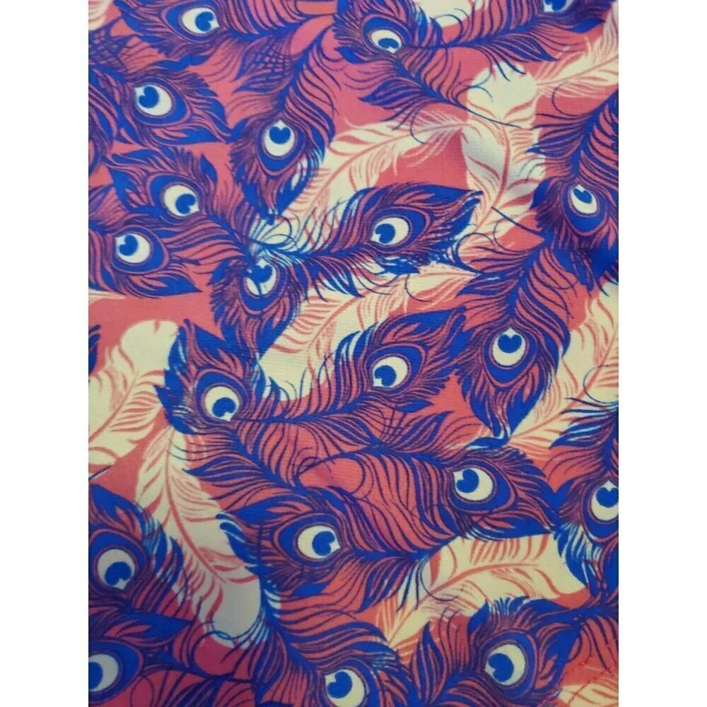 LuLaRoe Skirt Youth 8 Azure Skirt Peacock Feather Print Girls Purple Pink